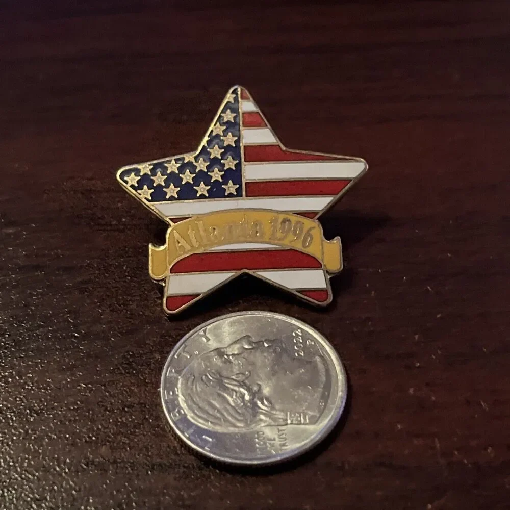 1996 Atlanta Olympics USA American Flag Star‎ Lapel Hat Pin